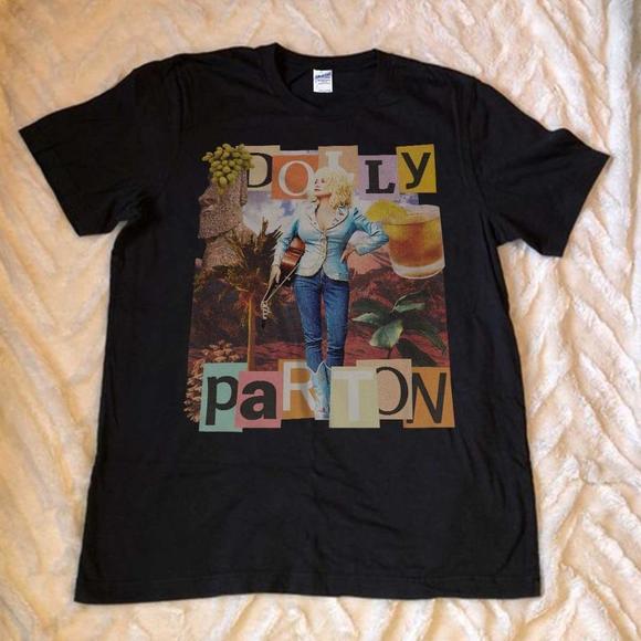 Dolly Parton  Unisex Black Tshirt  Hip Hop 90S Graphics Tee - Picture 1 of 4